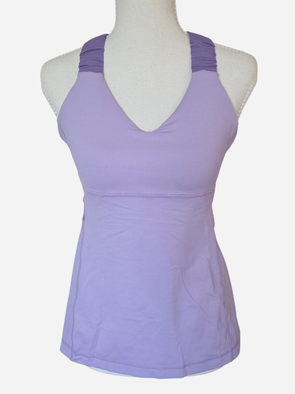 Lululemon racerback athletic top two tone purple ruched straps